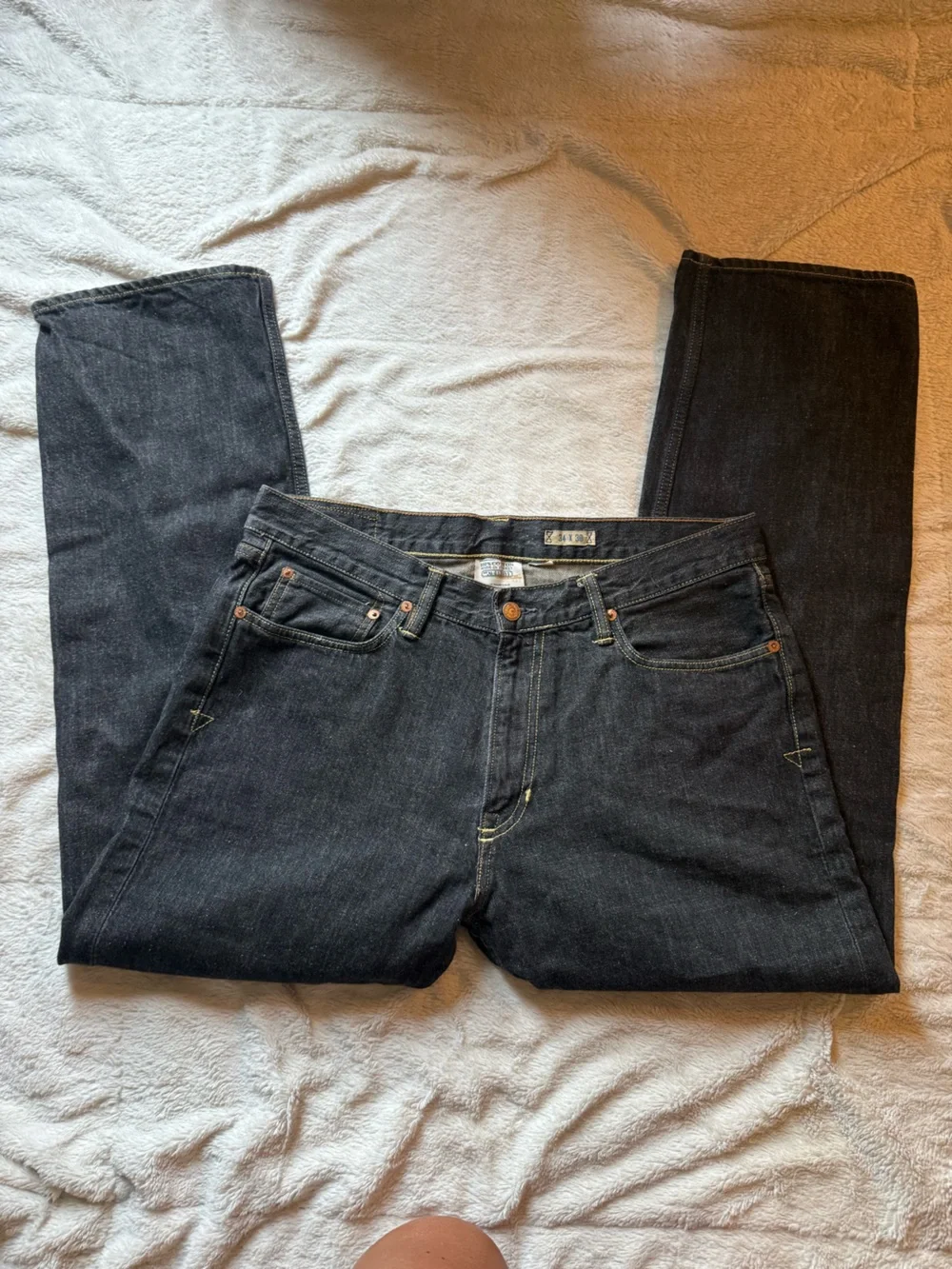 Vintage Polo Ralph Lauren Straight Black Men's Jeans with Contrast Stitching